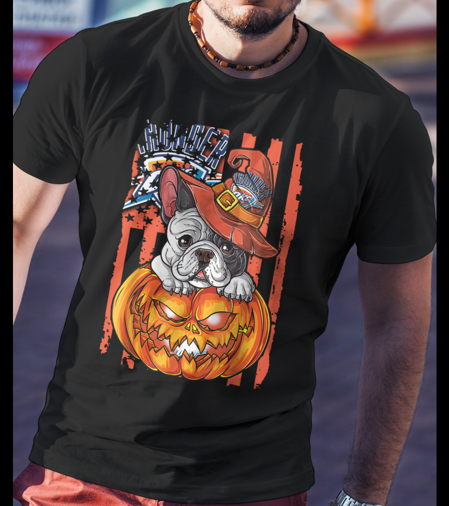 Hlw Bulldog Oklahoma City Thunder Halloween Pumpkin T-Shirt