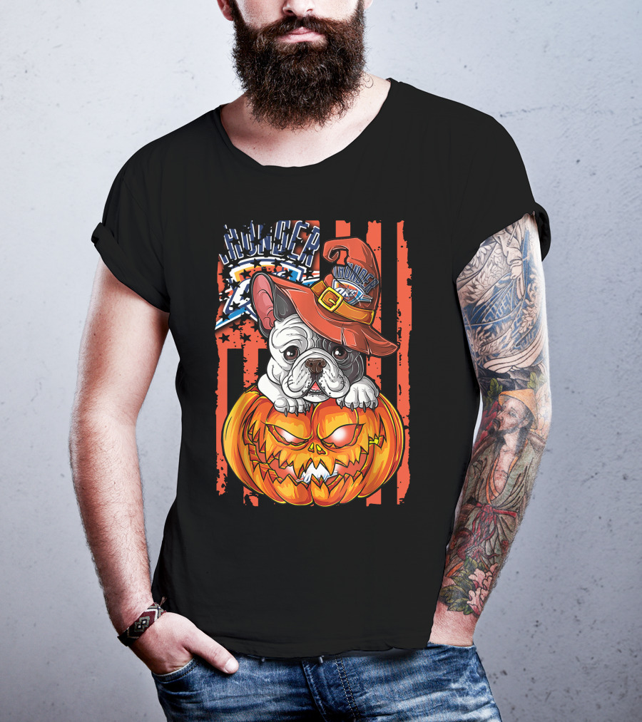 Hlw Bulldog Oklahoma City Thunder Halloween Pumpkin T-Shirt