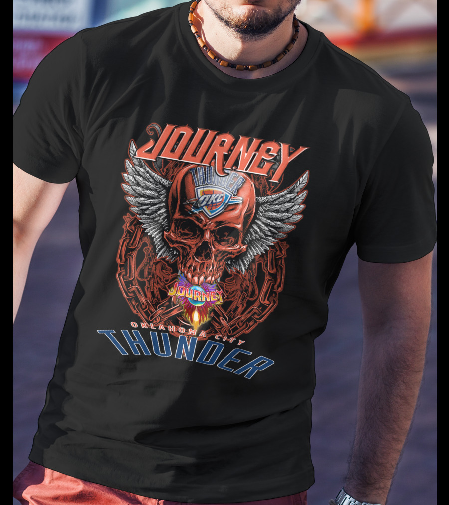 Journey Oklahoma City Thunder Skull Wings T-Shirt