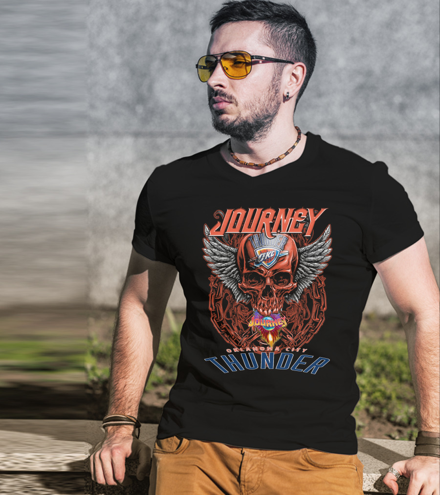 Journey Oklahoma City Thunder Skull Wings T-Shirt