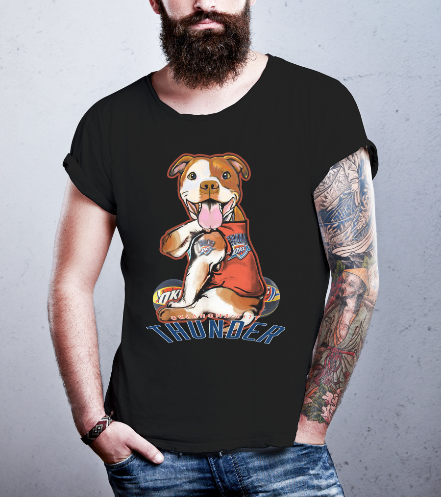 Oklahoma City Thunder Pitbull Dog OKC Basketball T-Shirt