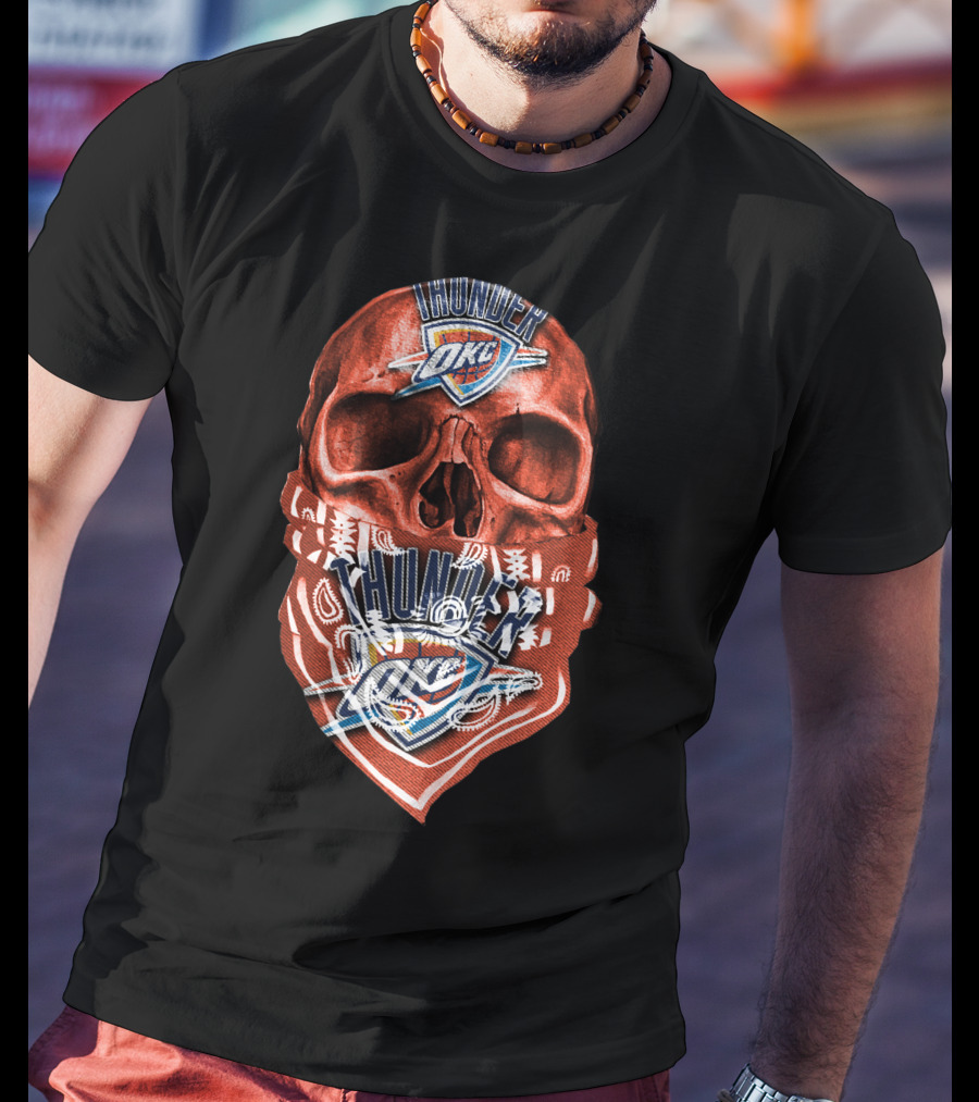 Skull Oklahoma City Thunder Logo Bandana T-Shirt