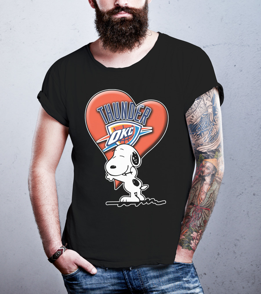 Snp V1 Oklahoma City Thunder Okc Snoopy Heart T-Shirt