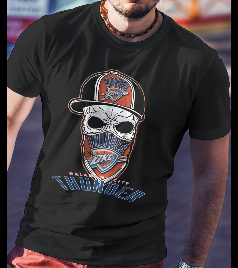 Thunder OCK Oklahoma City Skull Hat T-Shirt