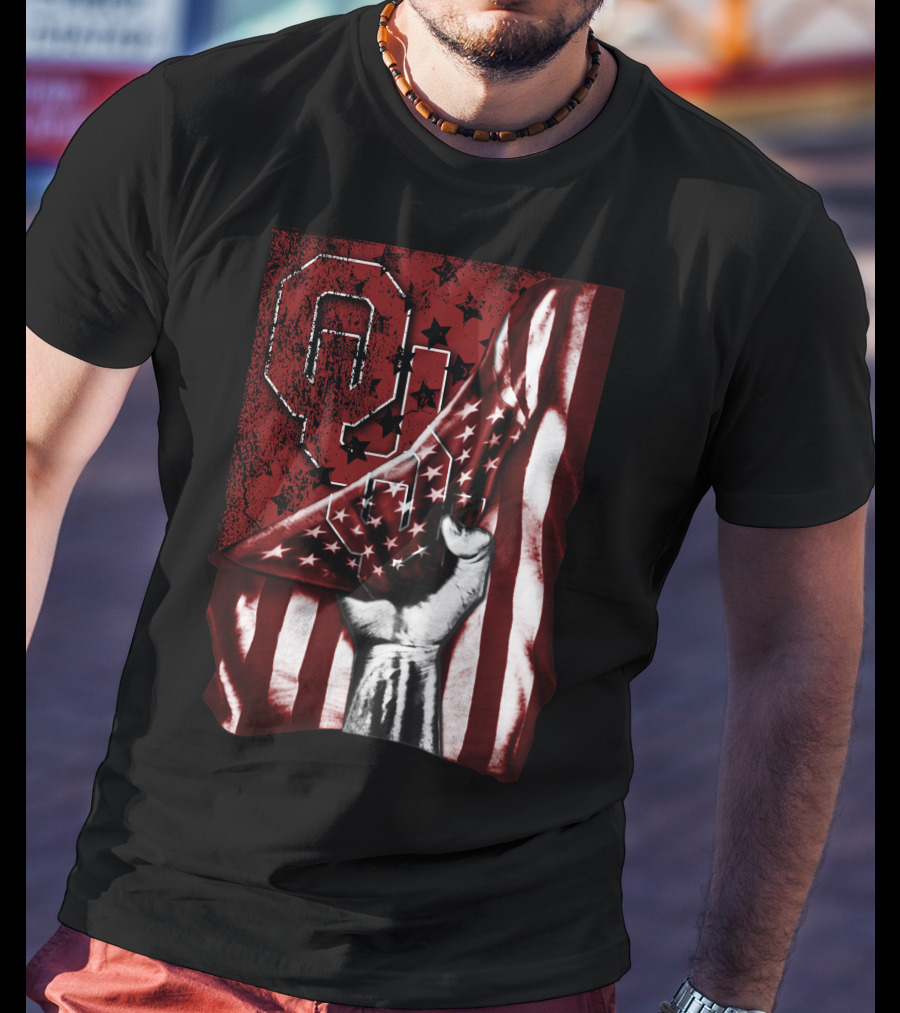 Oklahoma Sooners Flag Stars And Stripes Hand T-Shirt