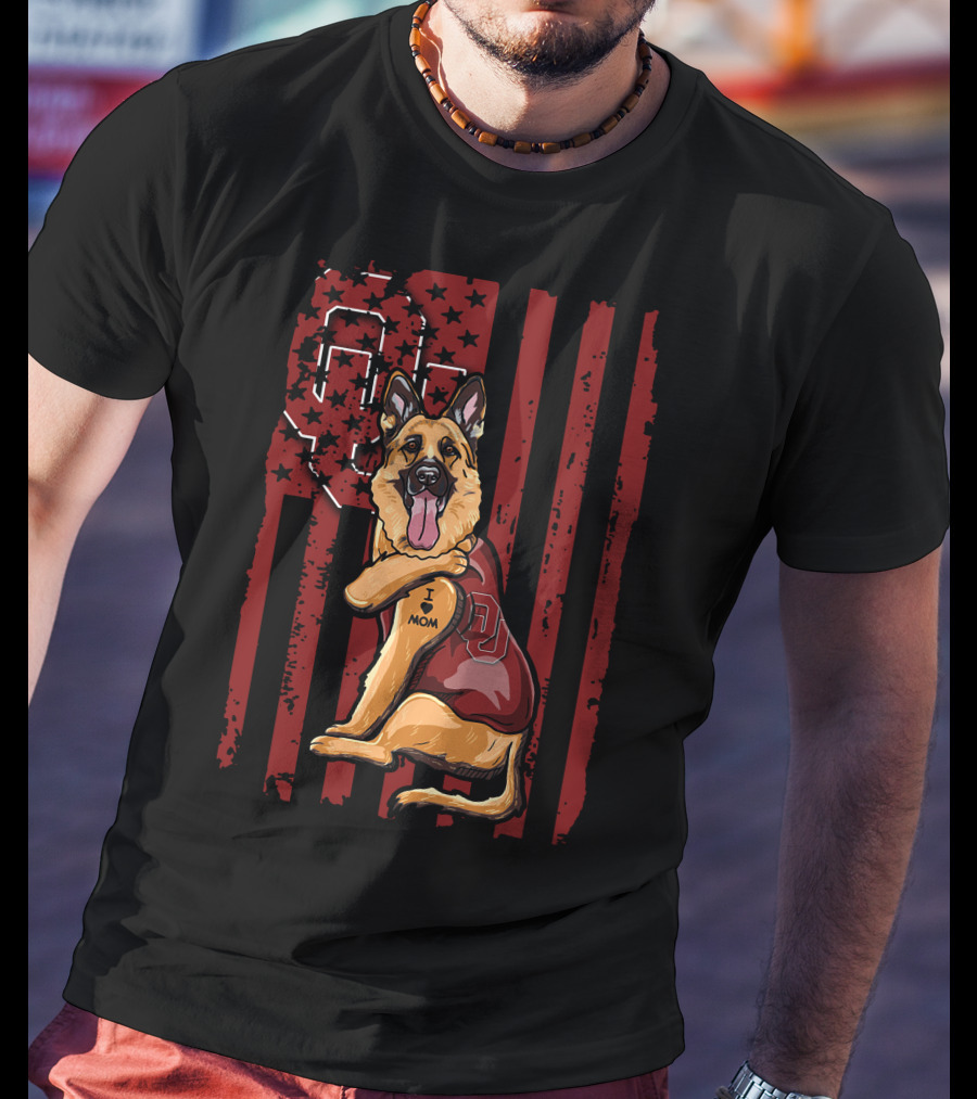 German Shepherd OU Oklahoma Sooners Vintage Flag Tattoo T-Shirt
