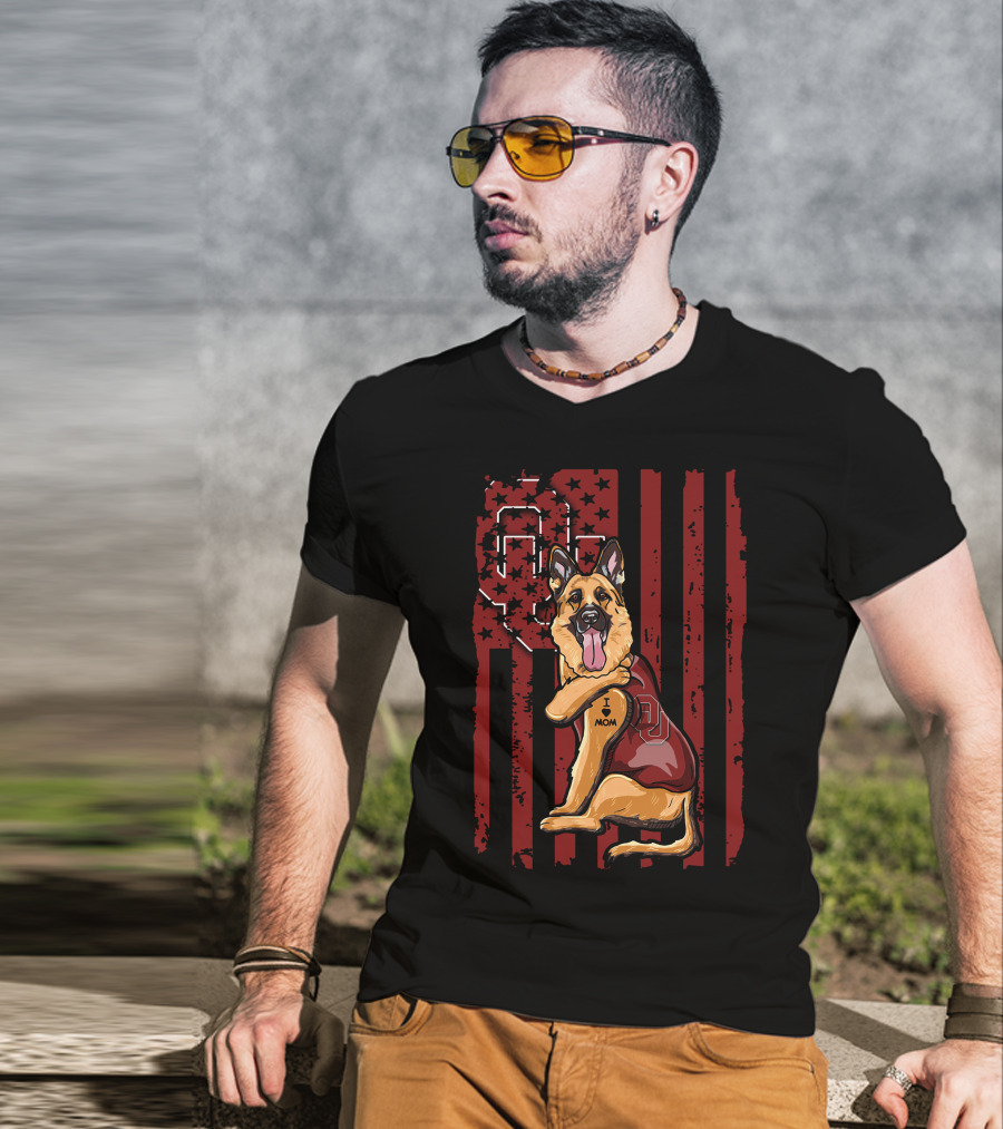 German Shepherd OU Oklahoma Sooners Vintage Flag Tattoo T-Shirt