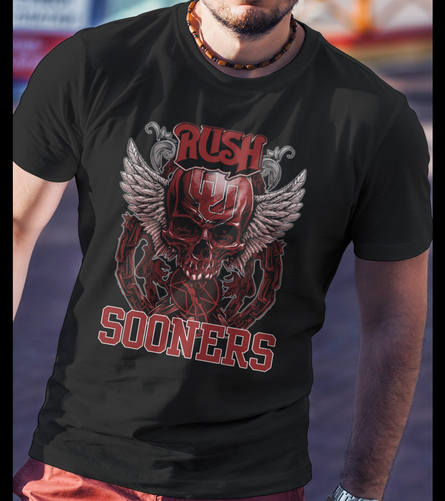 Rush Oklahoma Sooners Skull Wings T-Shirt