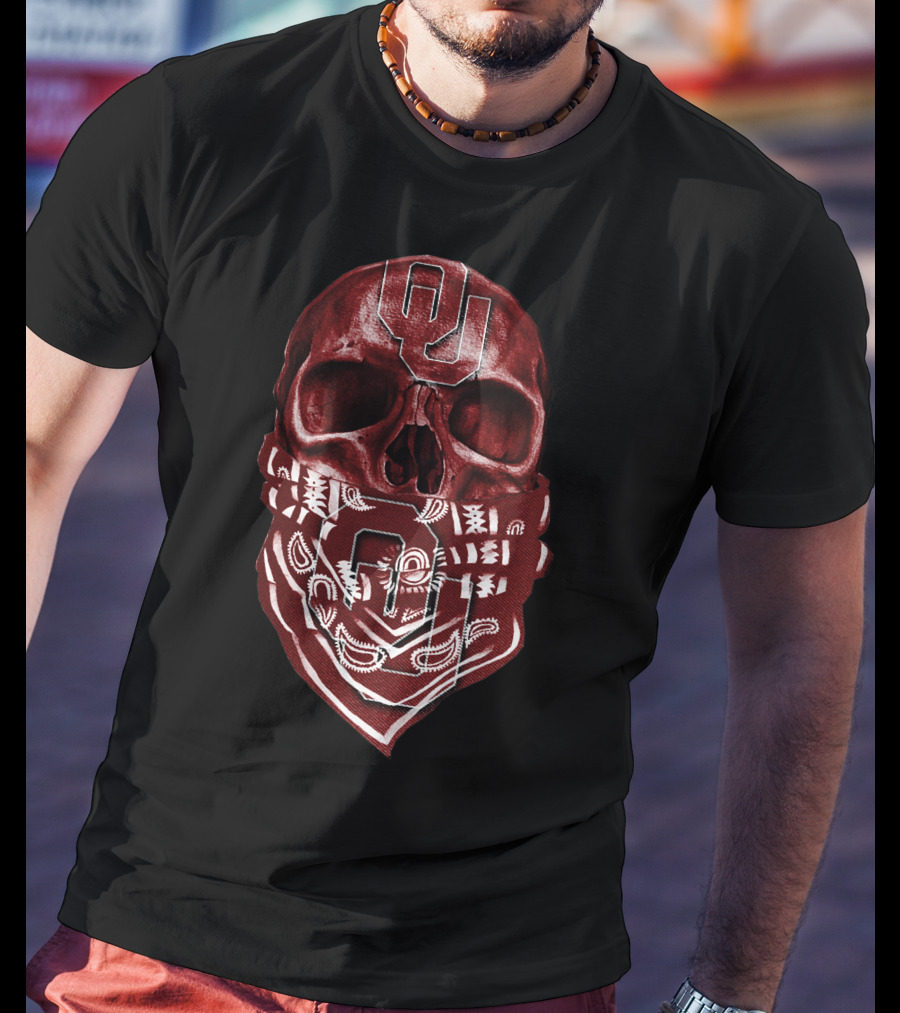 Skull Oklahoma Sooners OU Logo Bandana T-Shirt