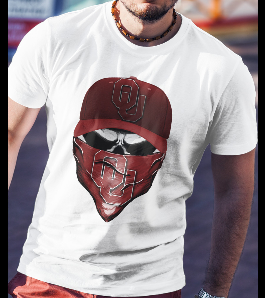 OU Skull Red Cap Bandana Oklahoma Sooners T-Shirt