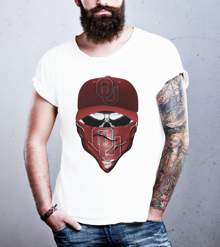 OU Skull Red Cap Bandana Oklahoma Sooners T-Shirt