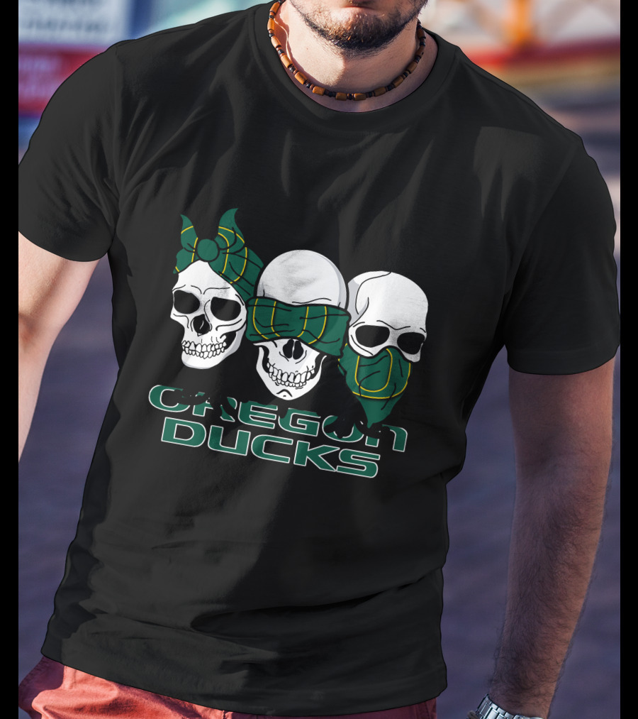 3 Skull Oregon Ducks Bandana T-Shirt