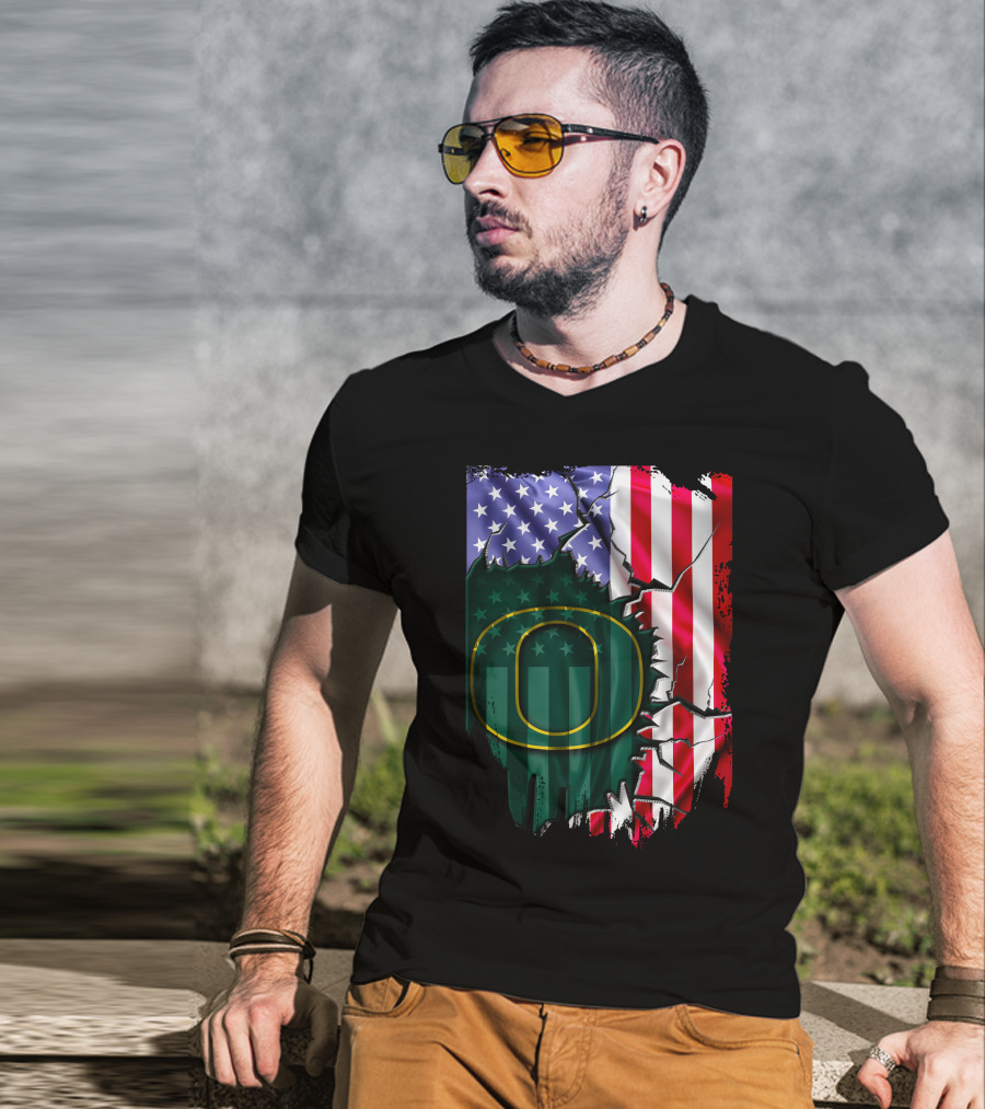 American Flag Oregon Ducks T-Shirt
