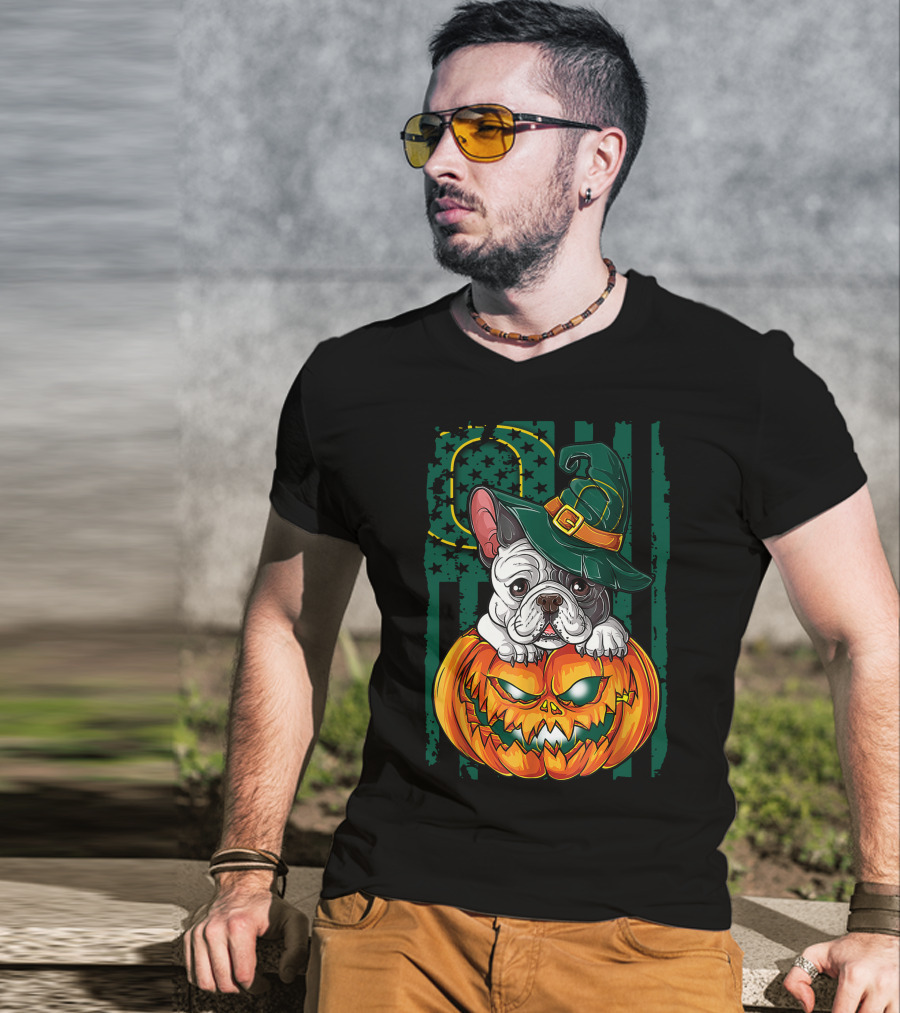 Hlw Bulldog Oregon Ducks Halloween Pumpkin Wizard Hat T-Shirt