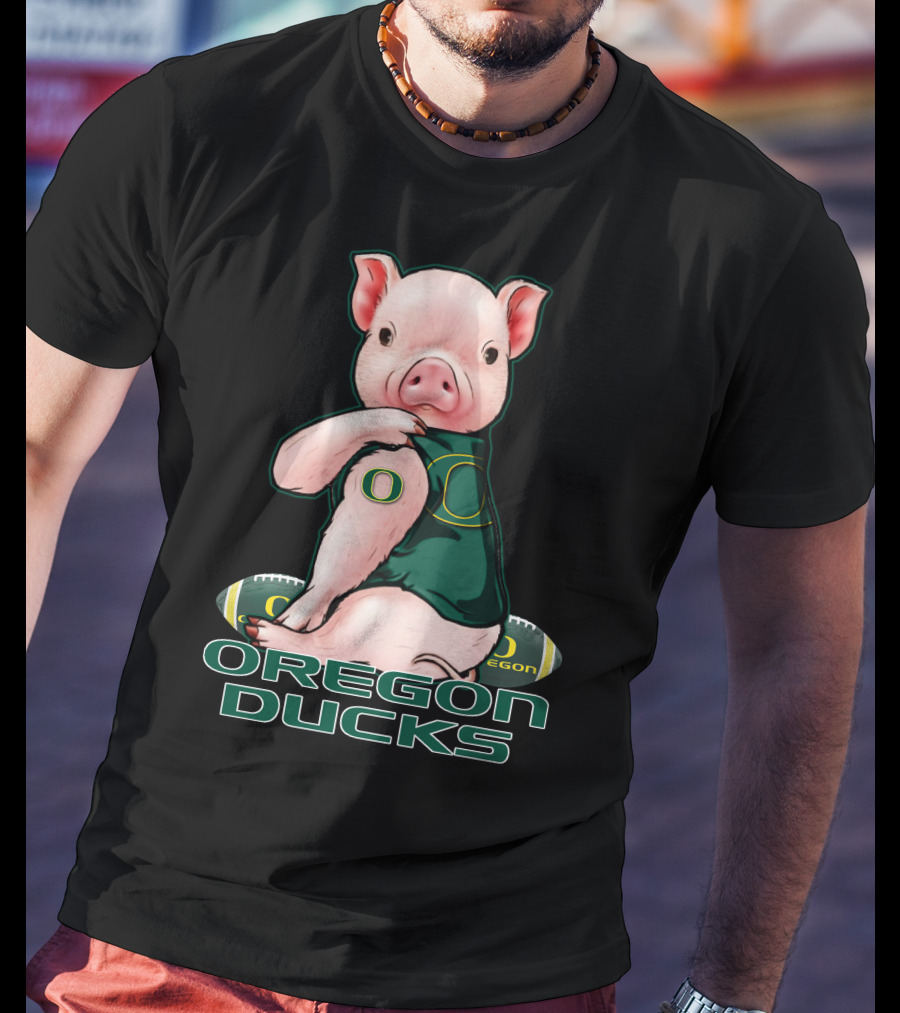 Pig Wearing Oregon Ducks Football Jersey T-Shirt