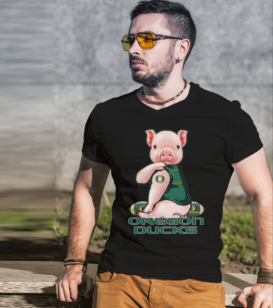Pig Wearing Oregon Ducks Football Jersey T-Shirt
