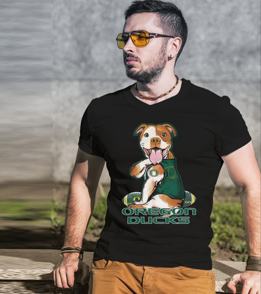 Pittbull Oregon Ducks Football Team Spirit Dog T-Shirt