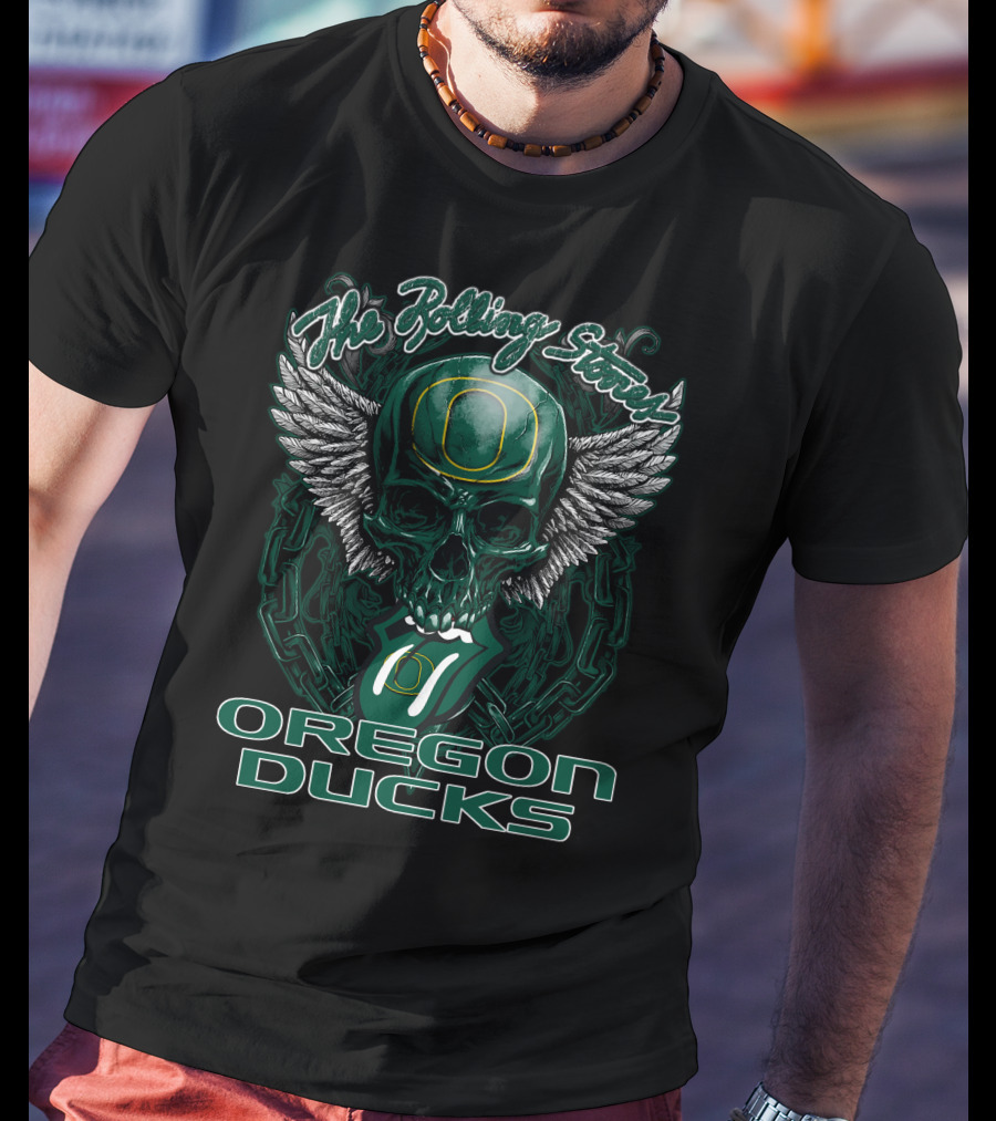 The Rolling Stones Oregon Ducks Winged Skull T-Shirt