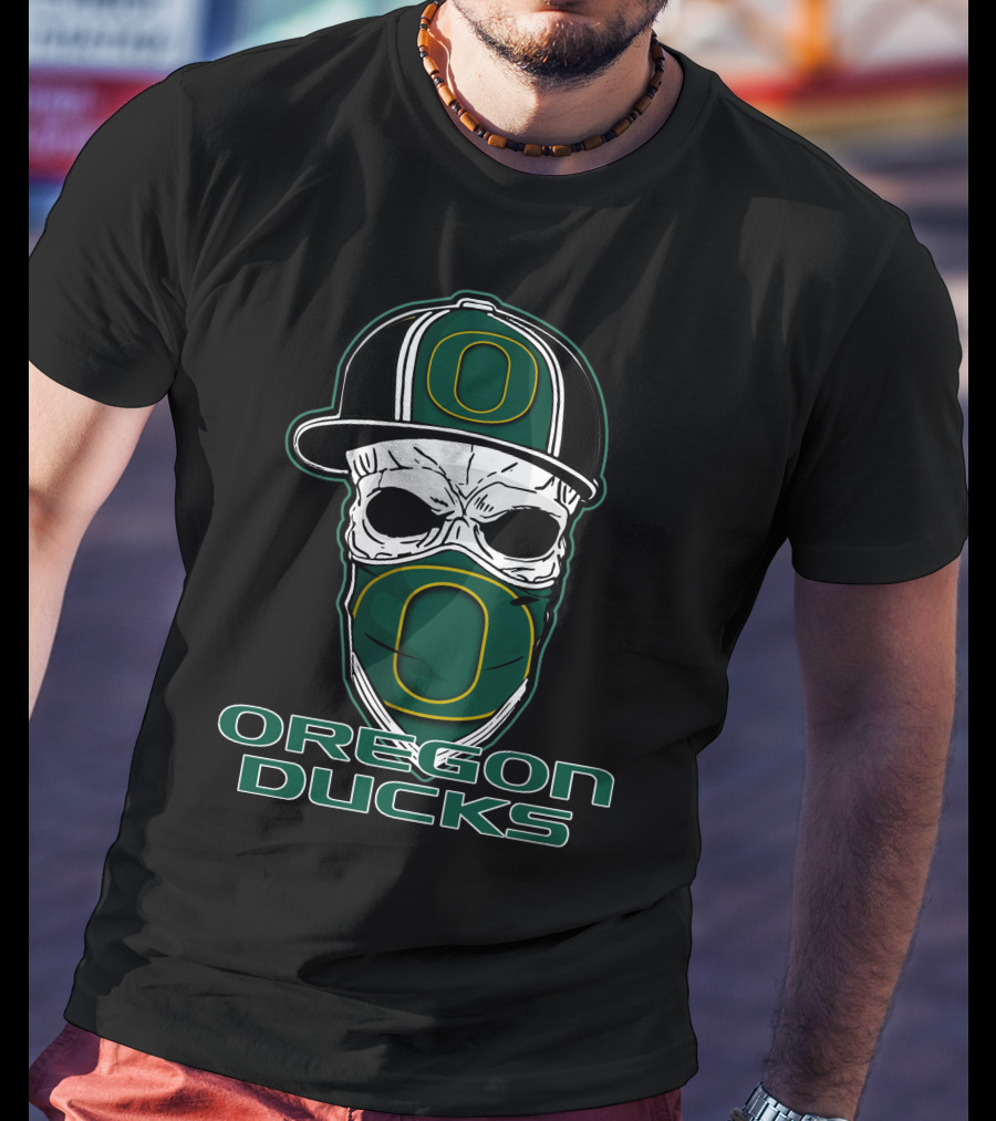 Oregon Ducks Skull Hat T-Shirt