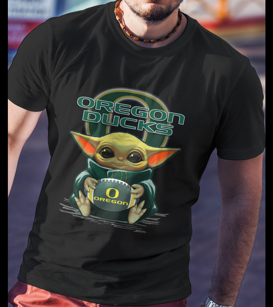 Oregon Ducks Baby Yoda Football T-Shirt