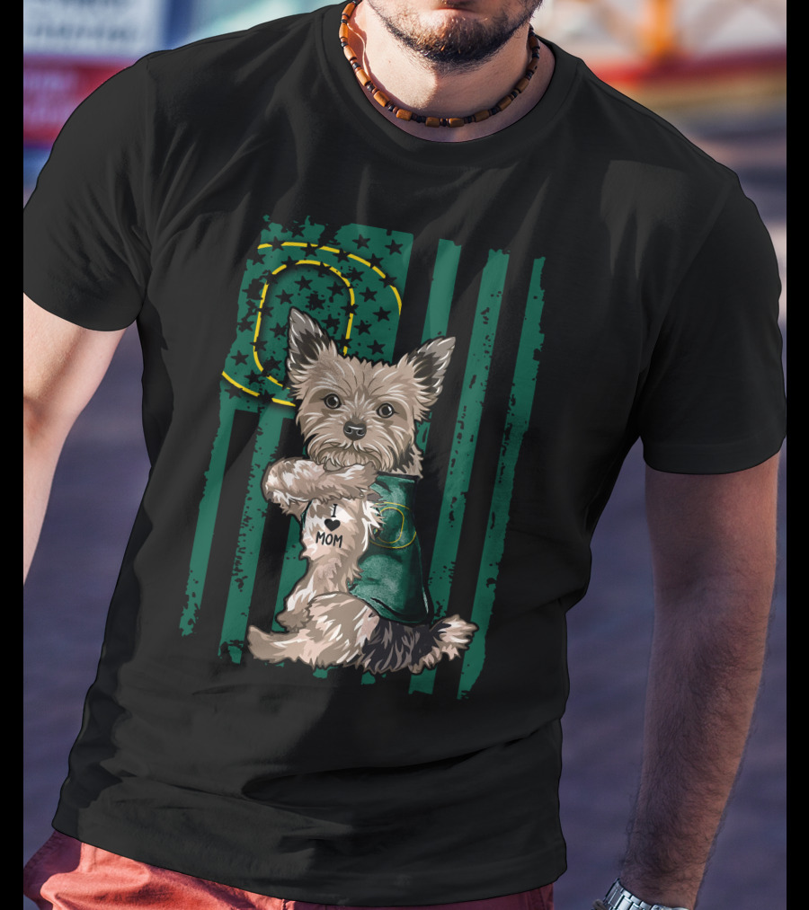 Yorkshire Terrier I Love Mom Oregon Ducks T-Shirt