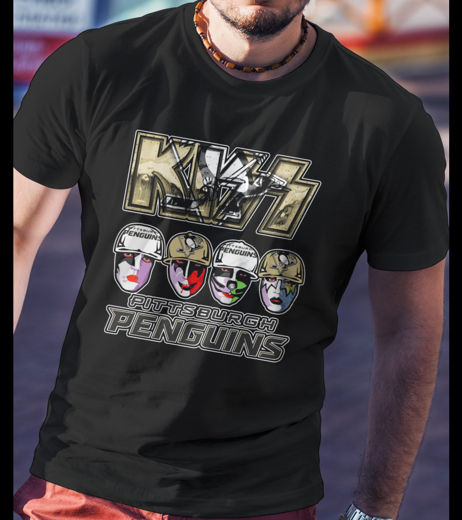 Kiss Pittsburgh Penguins Face Paint Hockey Collaboration T-Shirt