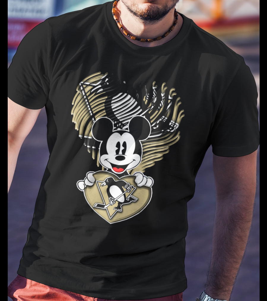 Mick Penguins Hockey Heart T-Shirt