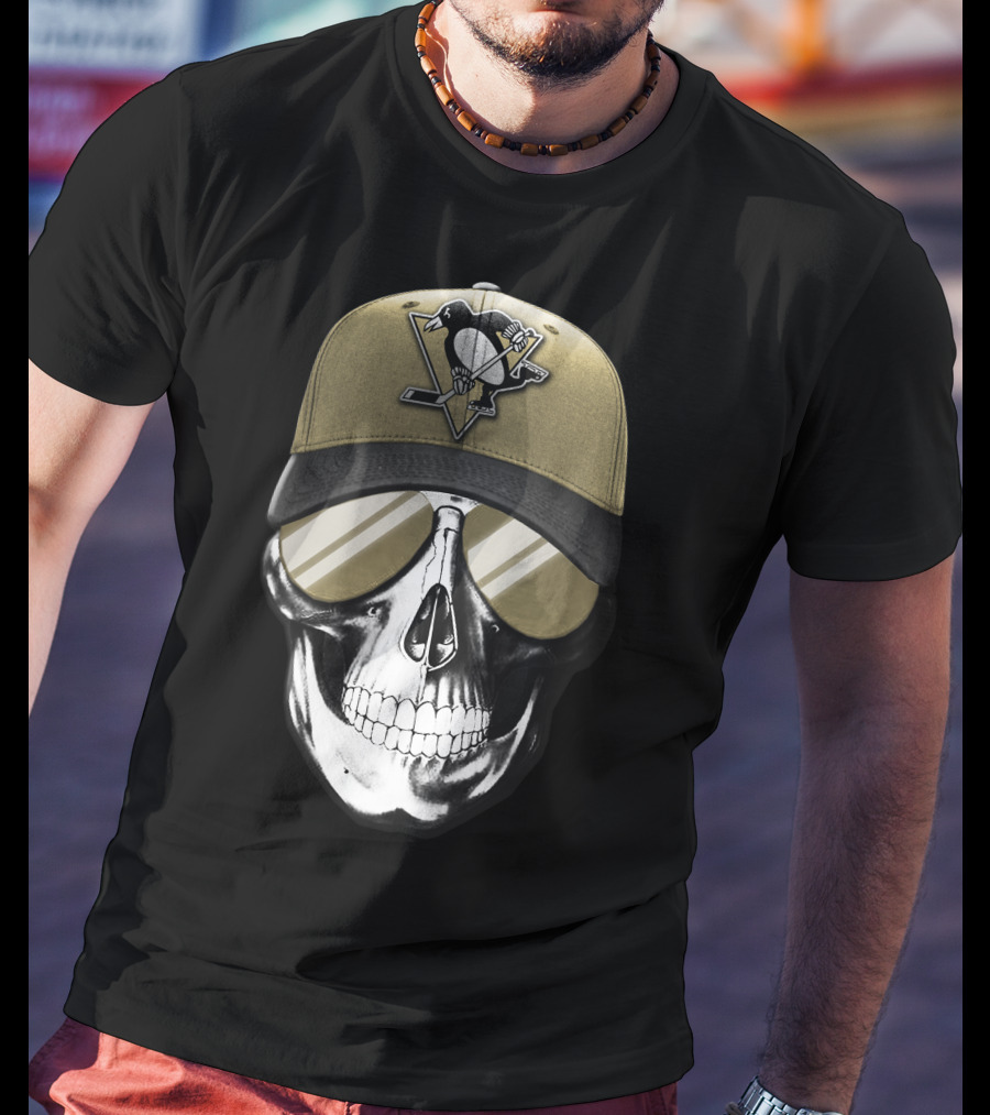 Pittsburgh Penguins Skull Hat Hockey Fan T-Shirt