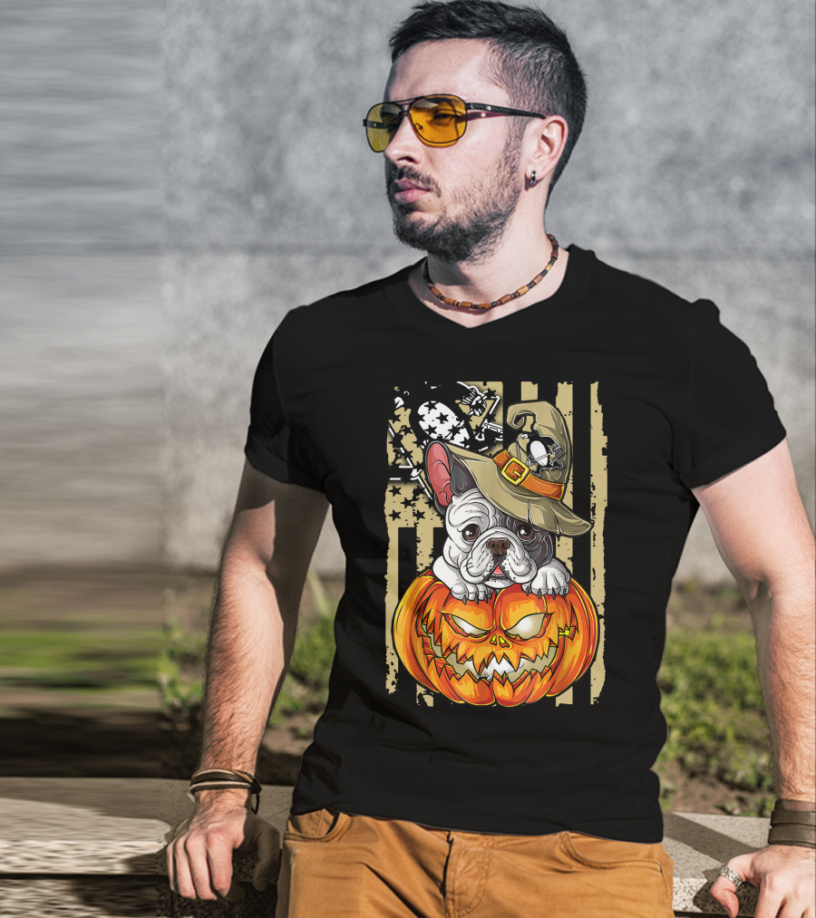 Hlw Bulldog Pumpkin Pittsburgh Penguins Halloween T-Shirt
