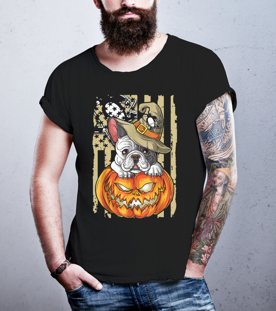 Hlw Bulldog Pumpkin Pittsburgh Penguins Halloween T-Shirt