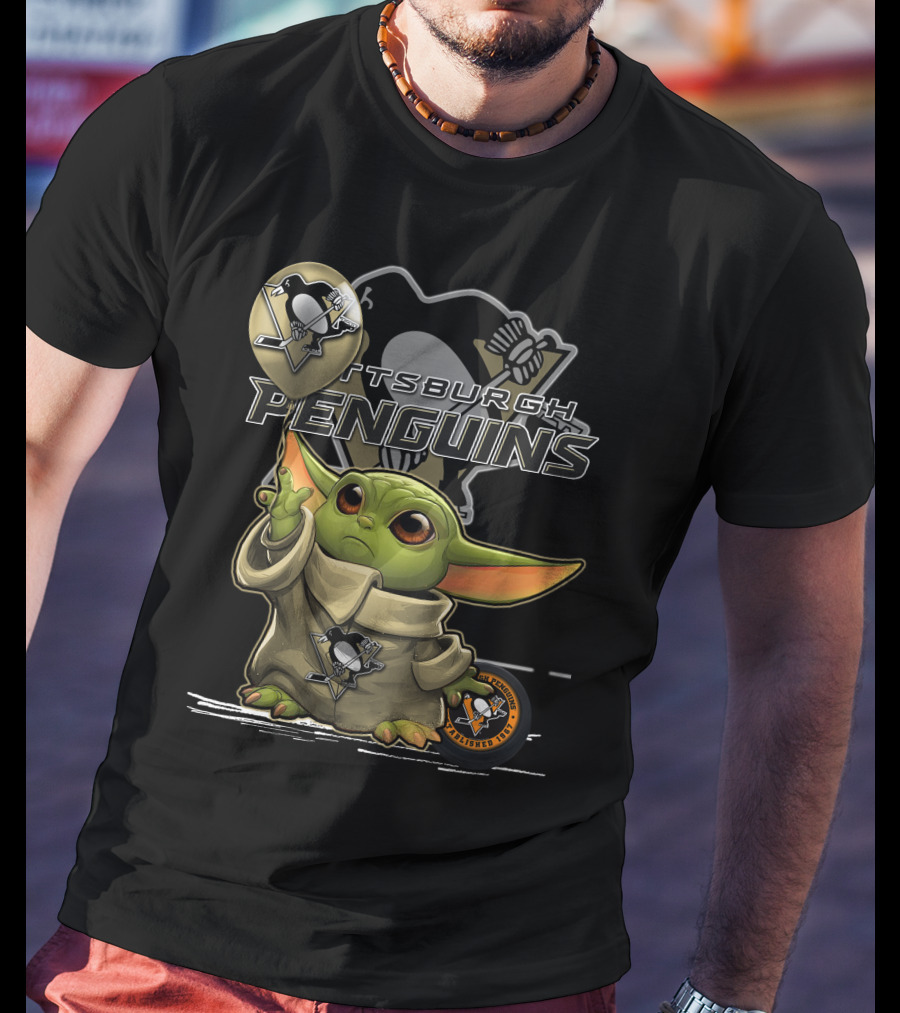 Yoda Pittsburgh Penguins Hockey Force Baby Alien T-Shirt