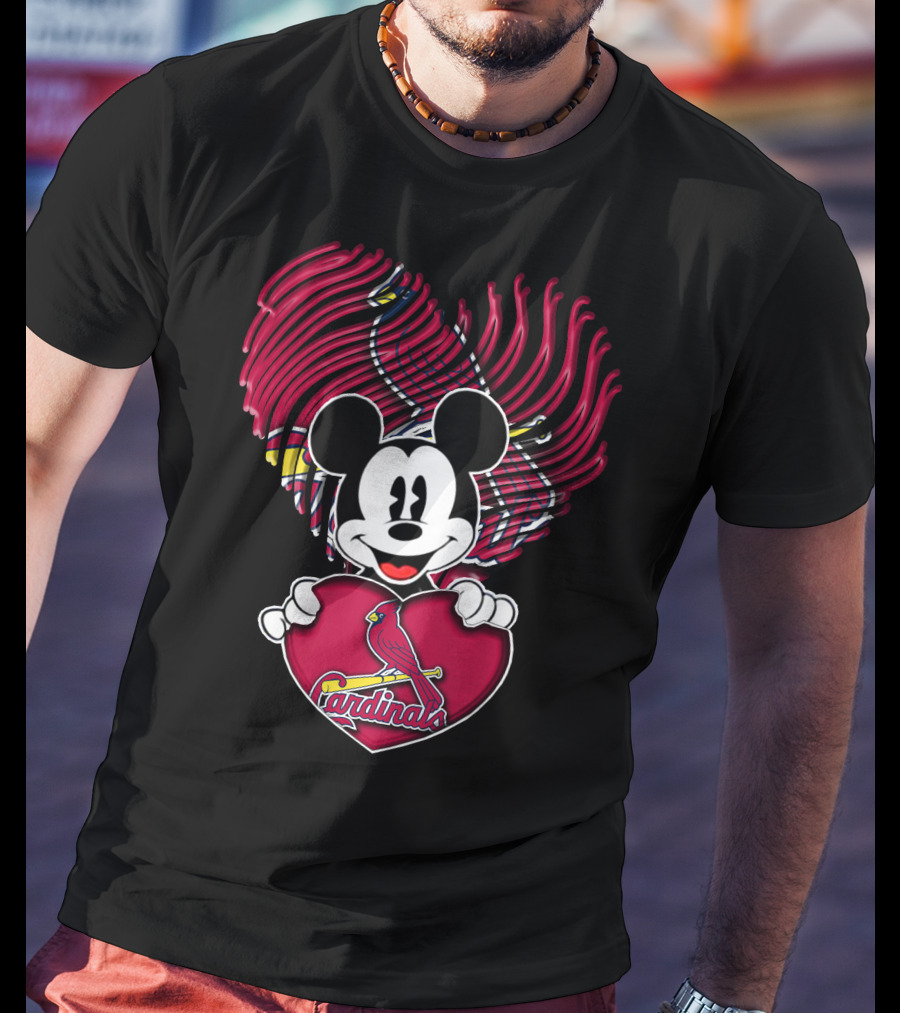 Mickey Mouse St. Louis Cardinals Heart T-Shirt