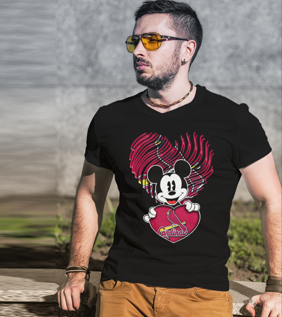 Mickey Mouse St. Louis Cardinals Heart T-Shirt