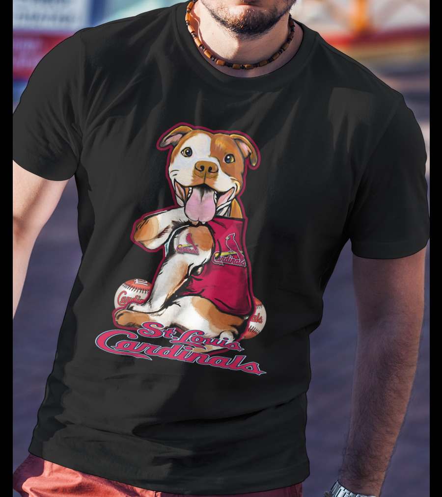 St. Louis Cardinals Pitbull Baseball Team Mascot T-Shirt