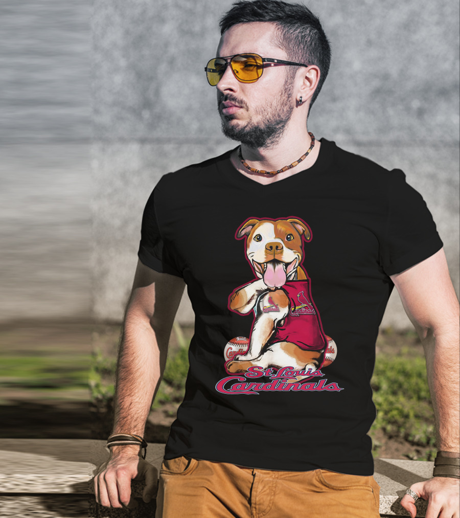 St. Louis Cardinals Pitbull Baseball Team Mascot T-Shirt