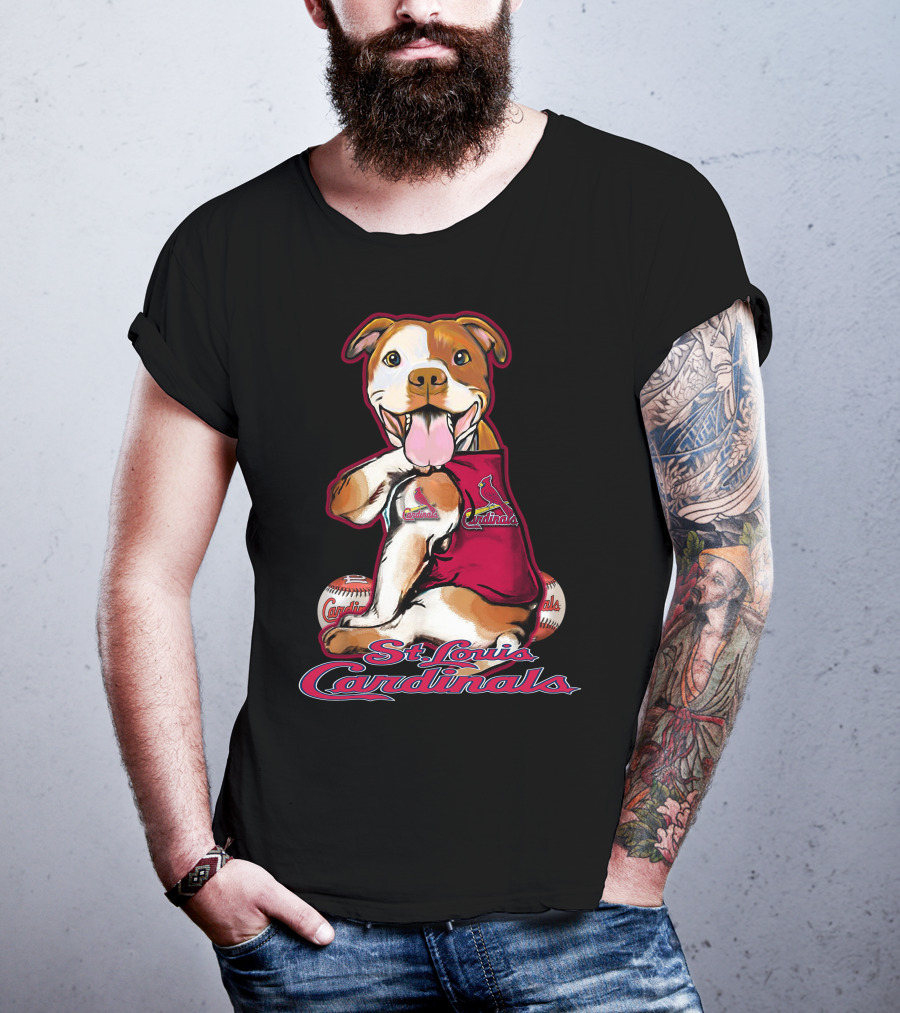 St. Louis Cardinals Pitbull Baseball Team Mascot T-Shirt