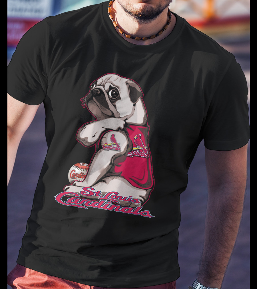 St. Louis Cardinals Pug With Baseball T-Shirt