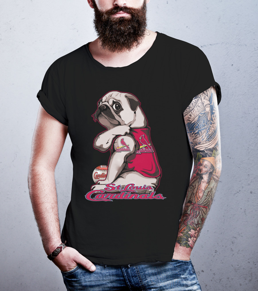 St. Louis Cardinals Pug With Baseball T-Shirt