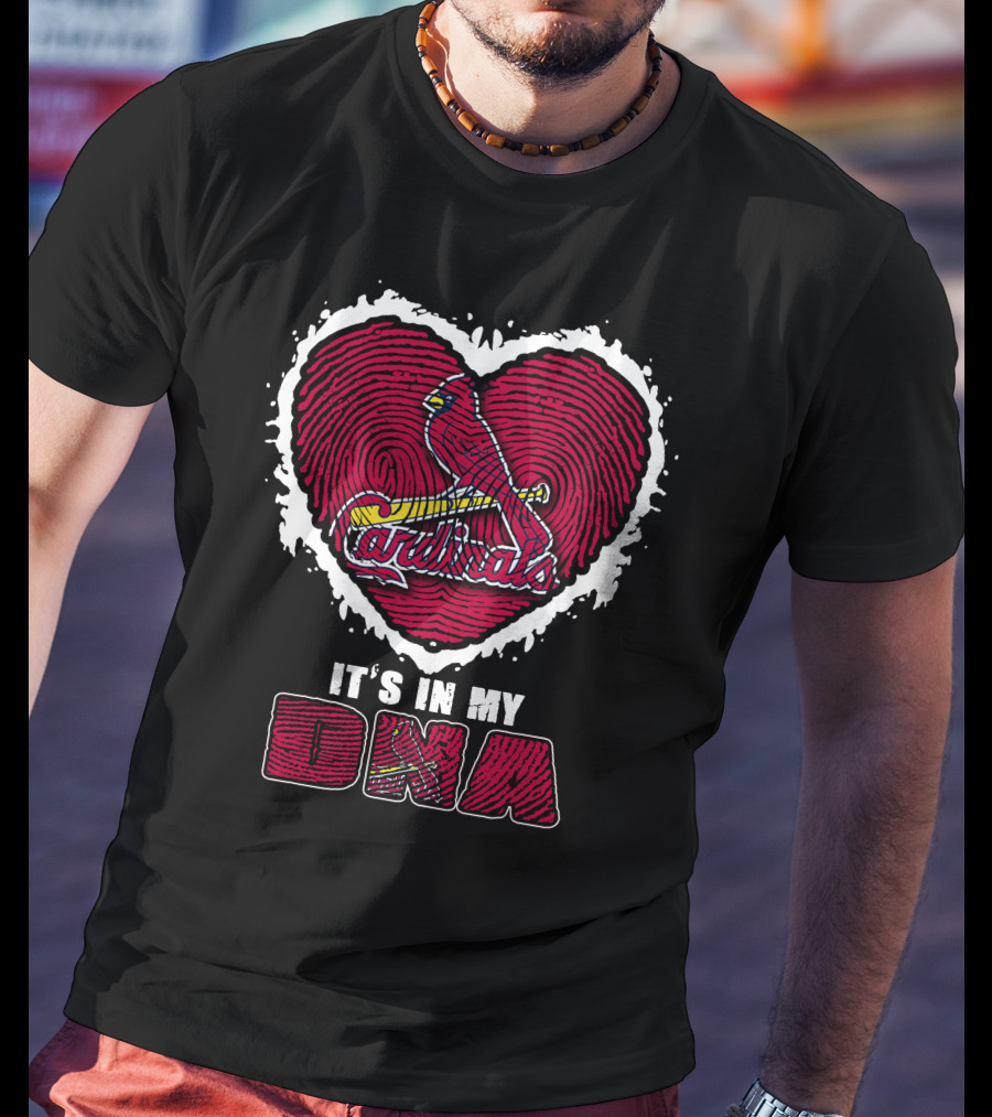 It's In My DNA Cardinals Heart Fingerprint T-Shirt