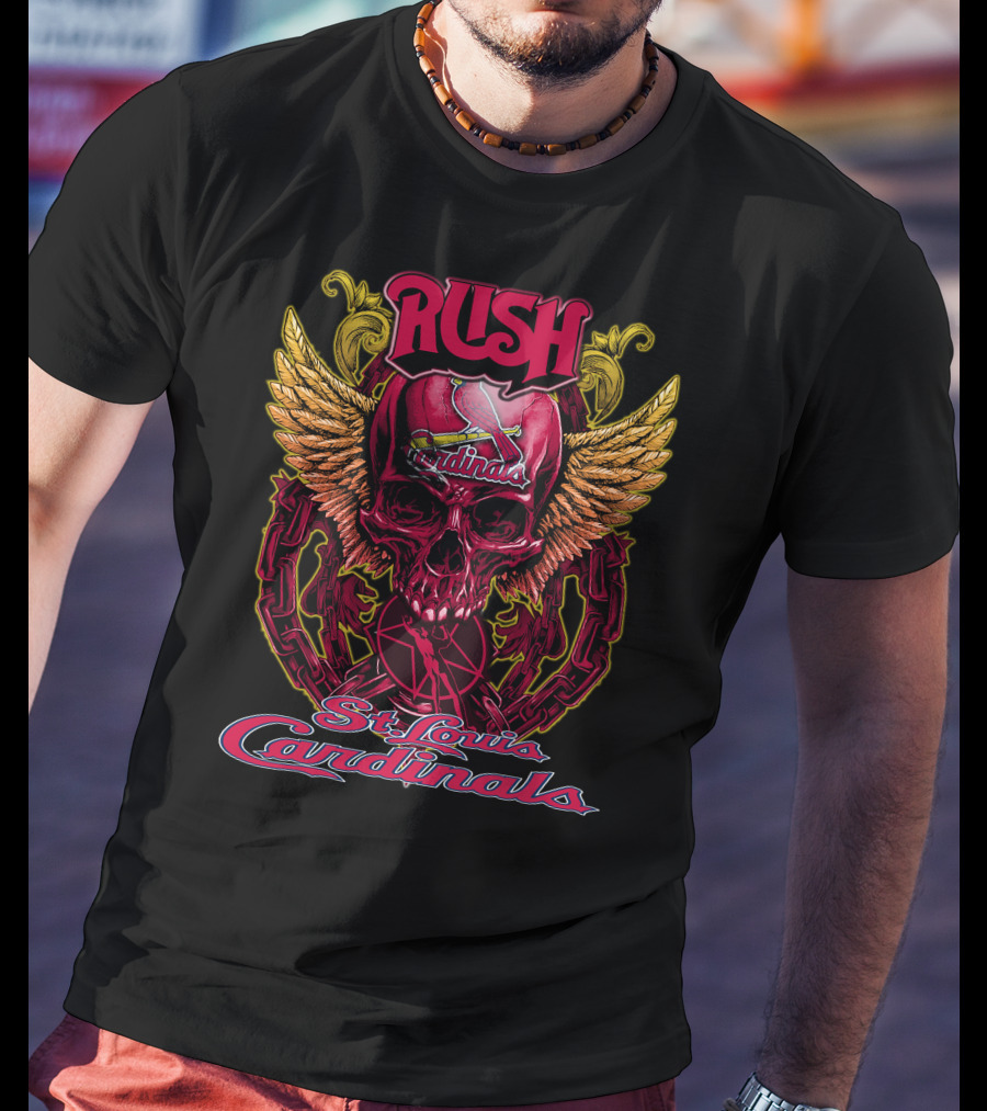 Rush St. Louis Cardinals Skull Wings Chain T-Shirt