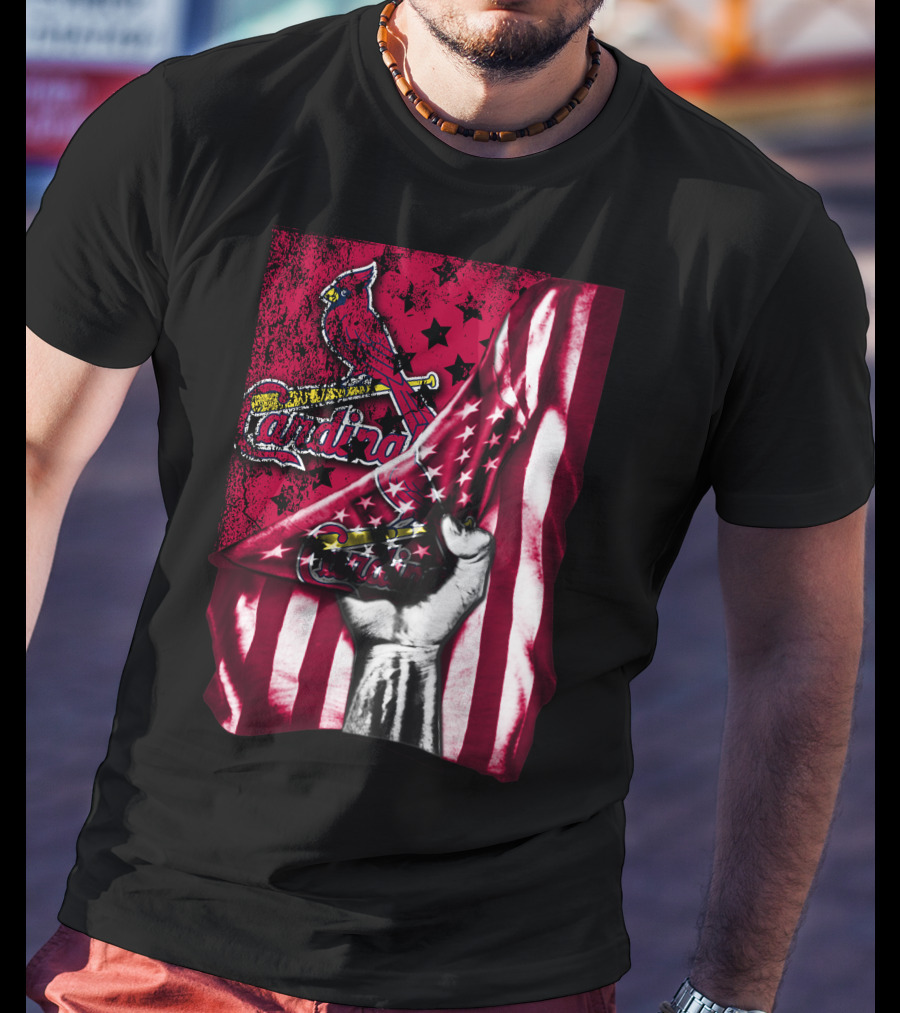 Flag St. Louis Cardinals Stars And Stripes Fist T-Shirt