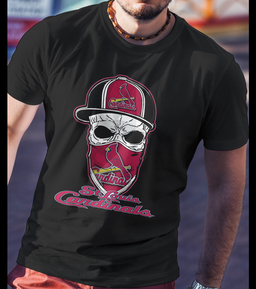 St. Louis Cardinals Skull Mask Hat Baseball T-Shirt