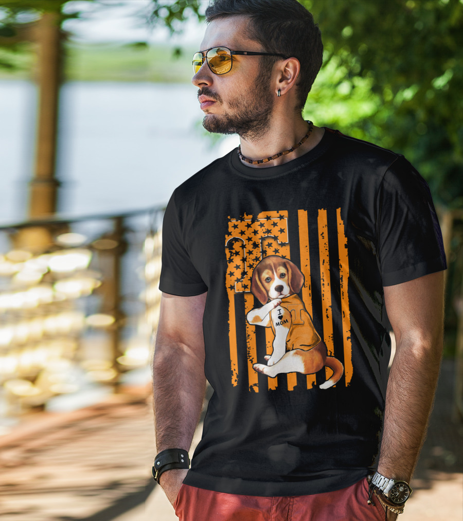 Beagle Tennessee Volunteers I Love Mom Stripes Orange Black T-Shirt