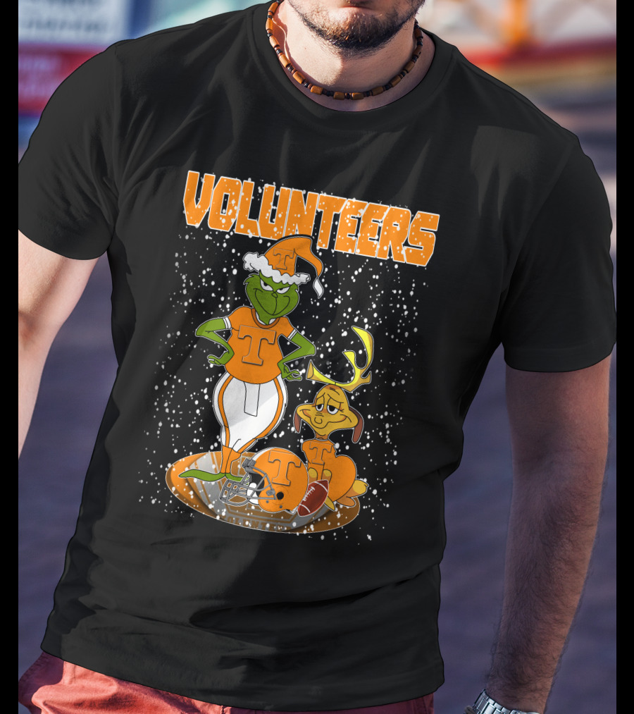 Grinch Tennessee Volunteers Christmas Football T-Shirt