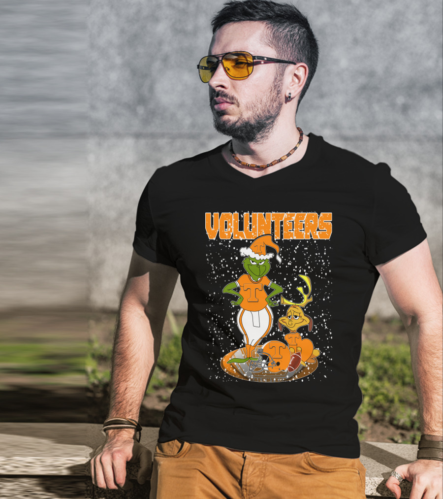 Grinch Tennessee Volunteers Christmas Football T-Shirt