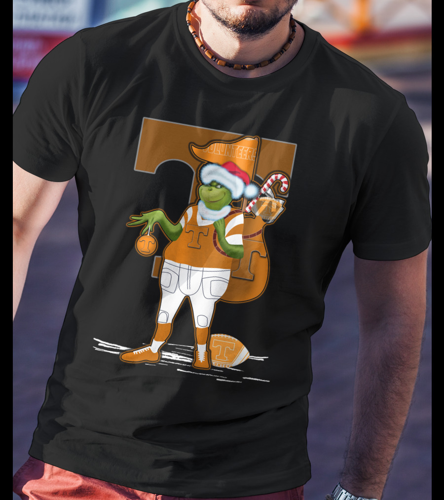 Grinchxmas Tennessee Volunteers Holiday Football Spirit T-Shirt
