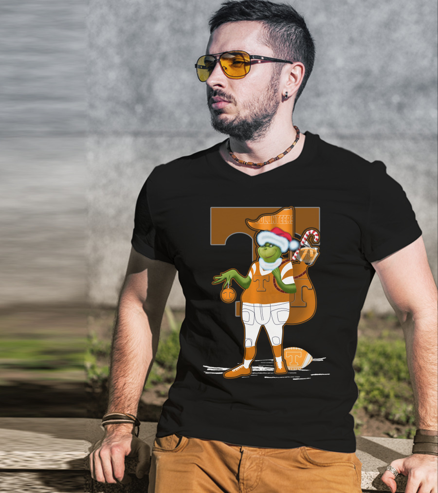 Grinchxmas Tennessee Volunteers Holiday Football Spirit T-Shirt