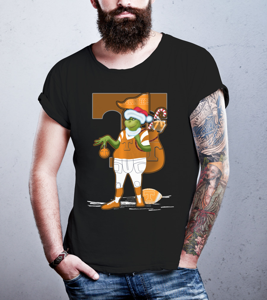 Grinchxmas Tennessee Volunteers Holiday Football Spirit T-Shirt