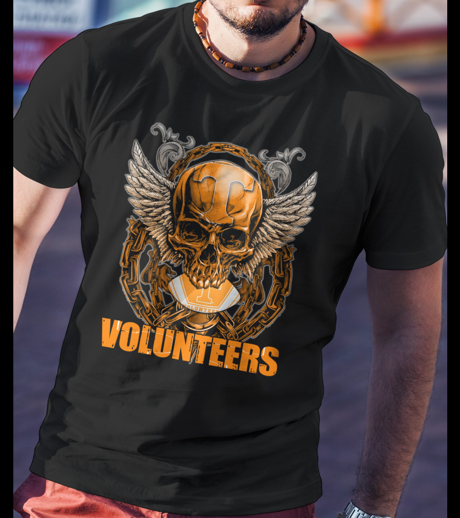 Winged Skull Tennessee Volunteers Football Orange Chains T-Shirt