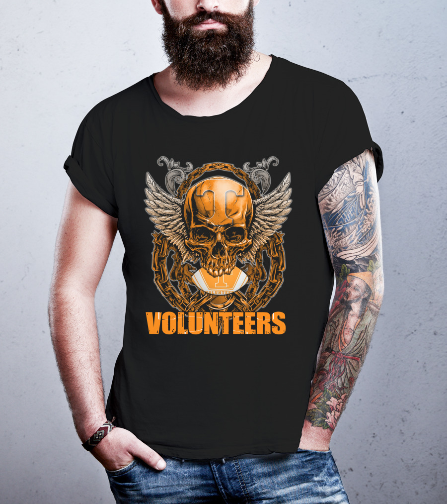 Winged Skull Tennessee Volunteers Football Orange Chains T-Shirt